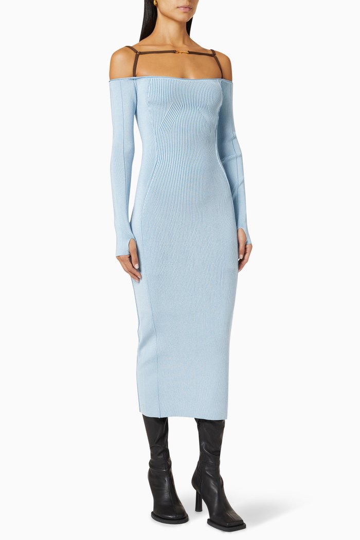 La Robe Sierra in Ribbed Knit, Blue