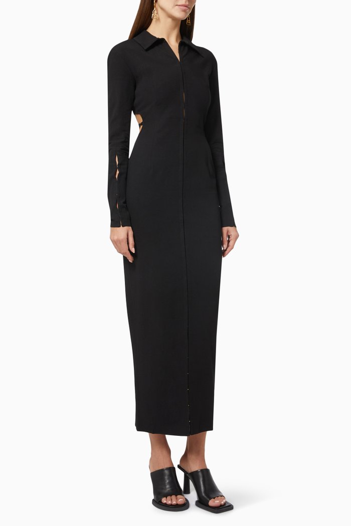 

La Robe Obiou in Stretch Linen, Black