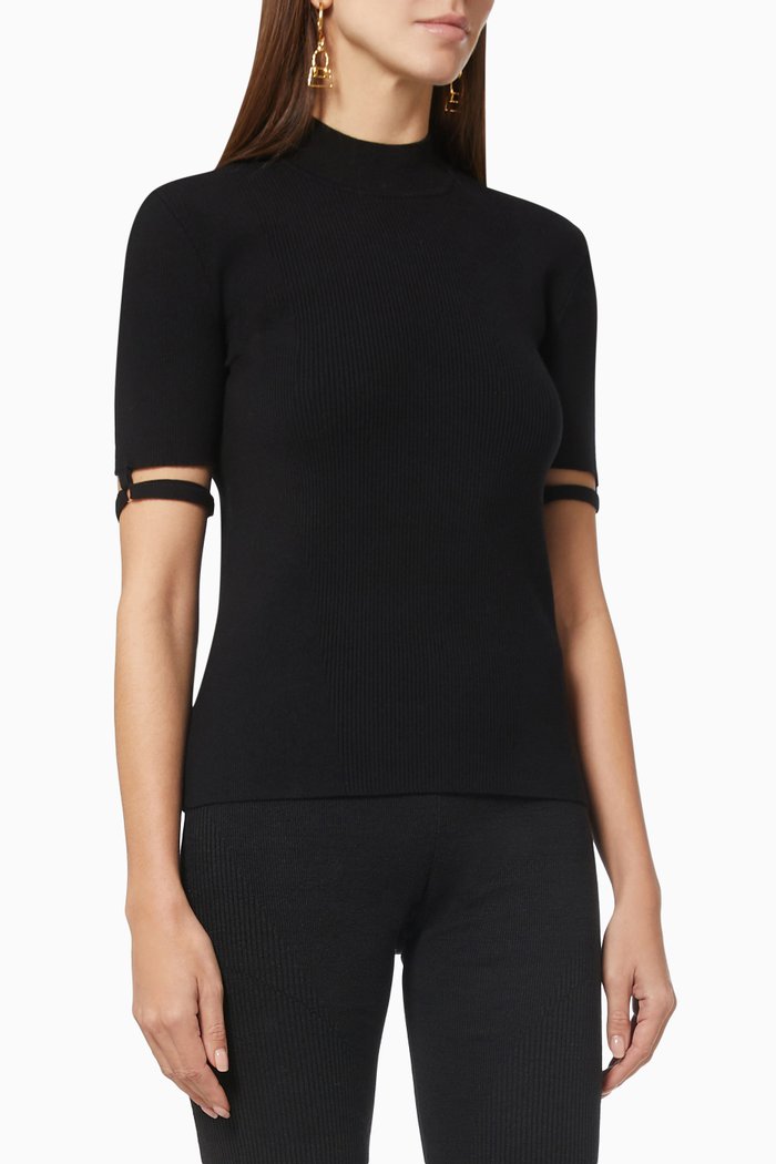 

La Maille Torre in Ribbed Fabric, Black