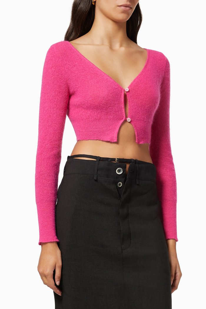 

Le Cardigan Alzou in Mohair Wool Blend Knit, Pink