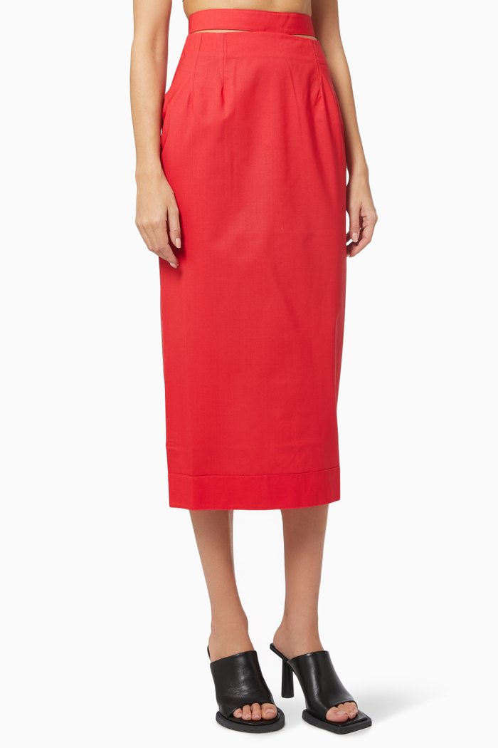 

La Jupe Valerie in Virgin Wool, Red