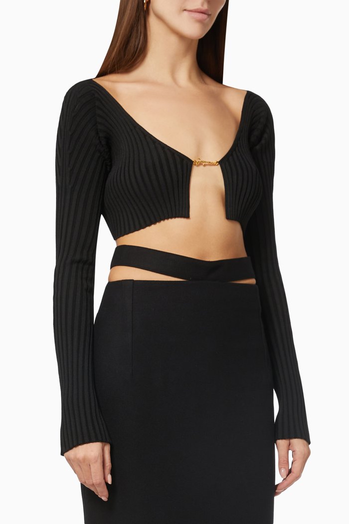 

La Maille Pralù in Ribbed Knit, Black