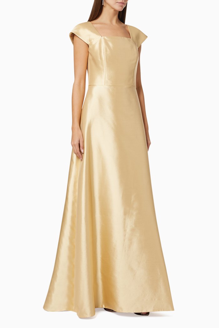 

Violette A-line Gown in Silk, Gold