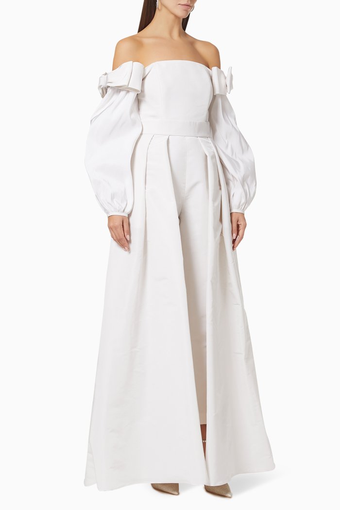 

Catherine Jumpsuit & Convertible Skirt in Silk, White
