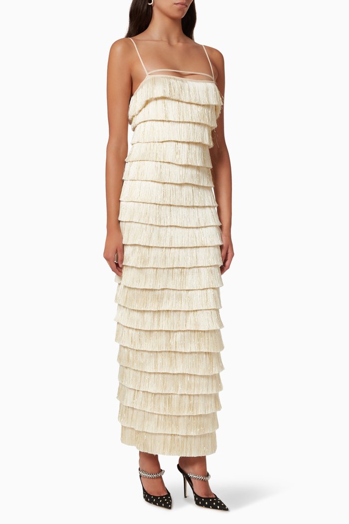 

Zayden Fringe Gown, Neutral