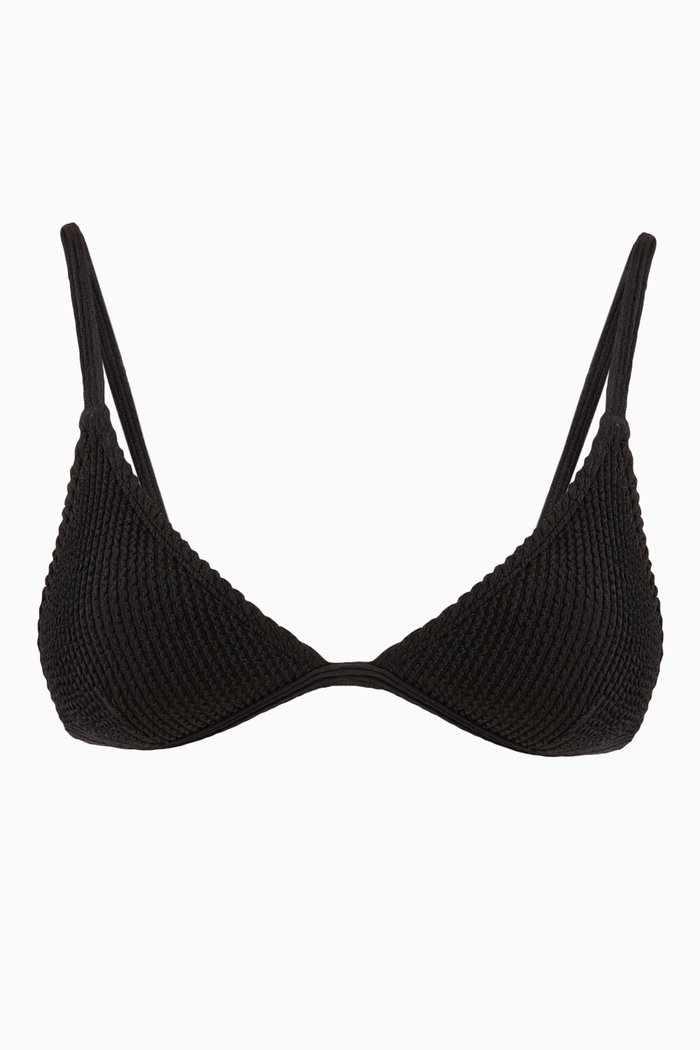 Always Fits Perfect Fit Bikini Top in Crinkle Rib Knit, Black