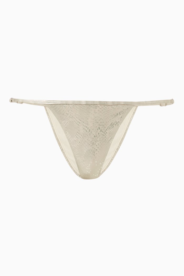 

Metallic Perfect Fit Bikini Bottom in High-shine Nylon, Silver