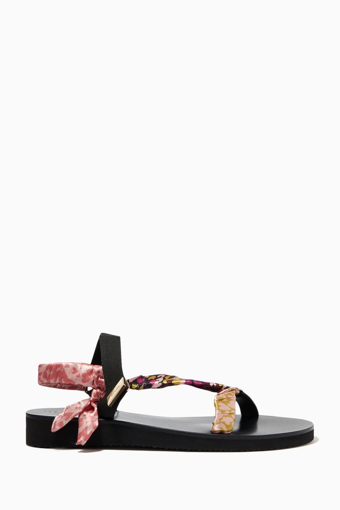 

Seeyi Flat Sandals in Euphoria Satin & Leather, Multicolour
