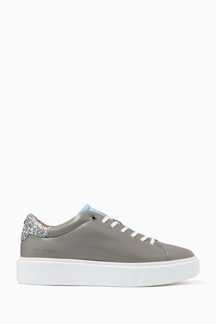 

Pixen Platform Trainers in Leather, Grey