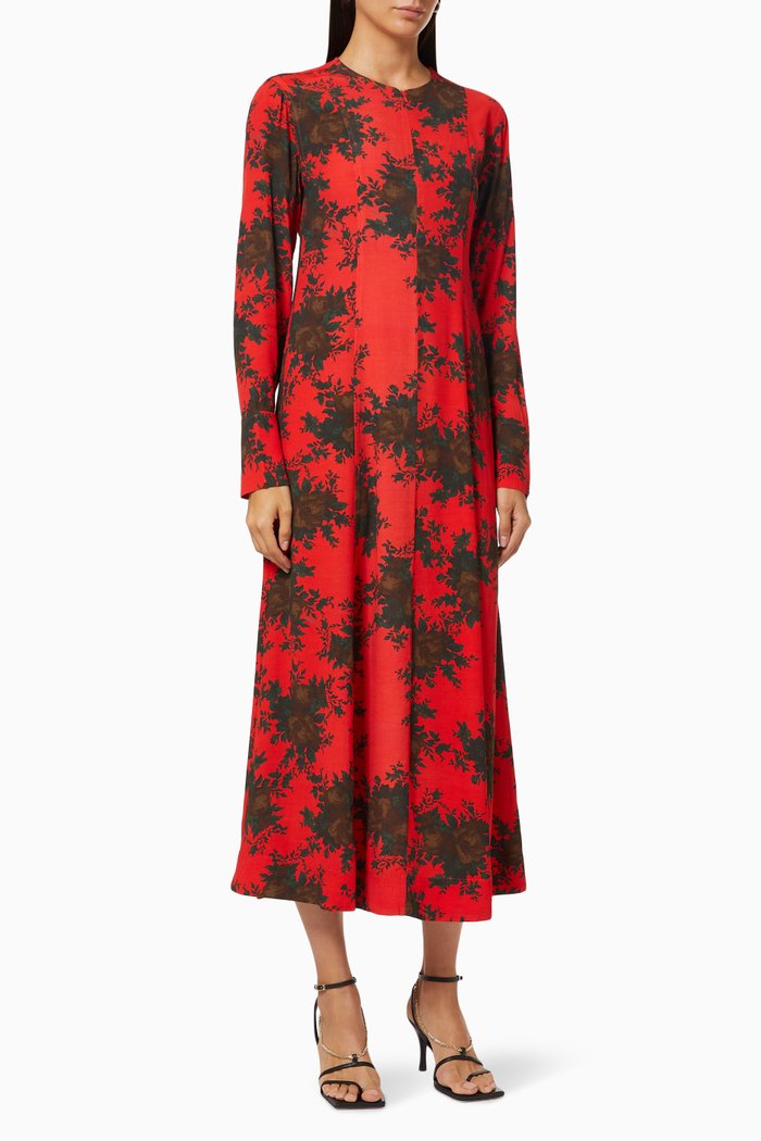 

Floral Maxi Dress in Lenzing EcoVero™ Crepe, Red