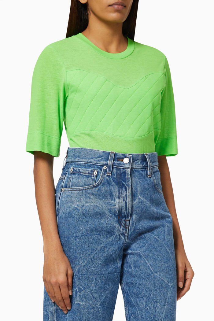 

Quilted T-shirt in Organic Jersey, Green