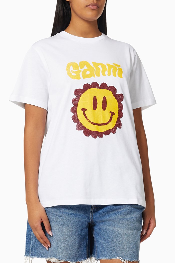 

Flower Smiley T-shirt in Organic Jersey, White