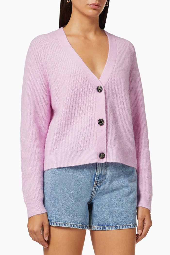 

Button-down Cardigan in Wool-blend Knit, Pink