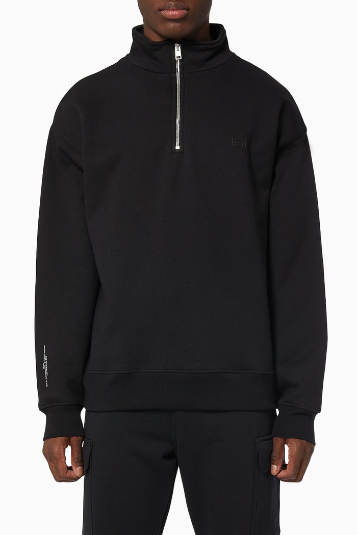 

Essential Half-zip Sweatshirt in Cotton Fleece, Black