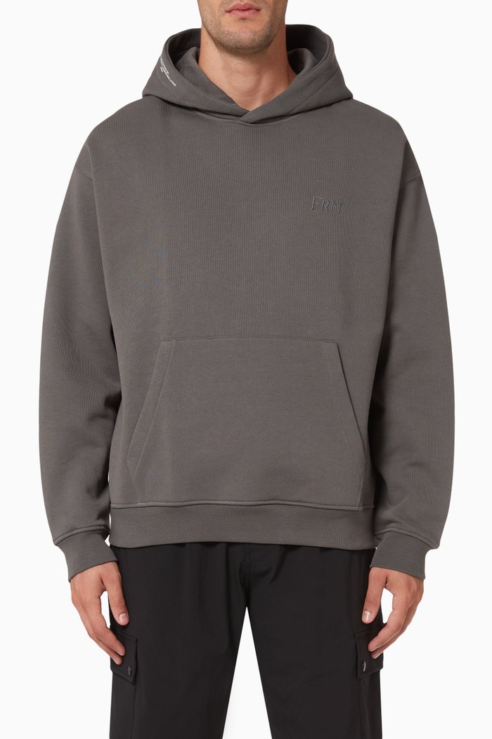 

Snap Hoodie in Cotton Fleece, Grey
