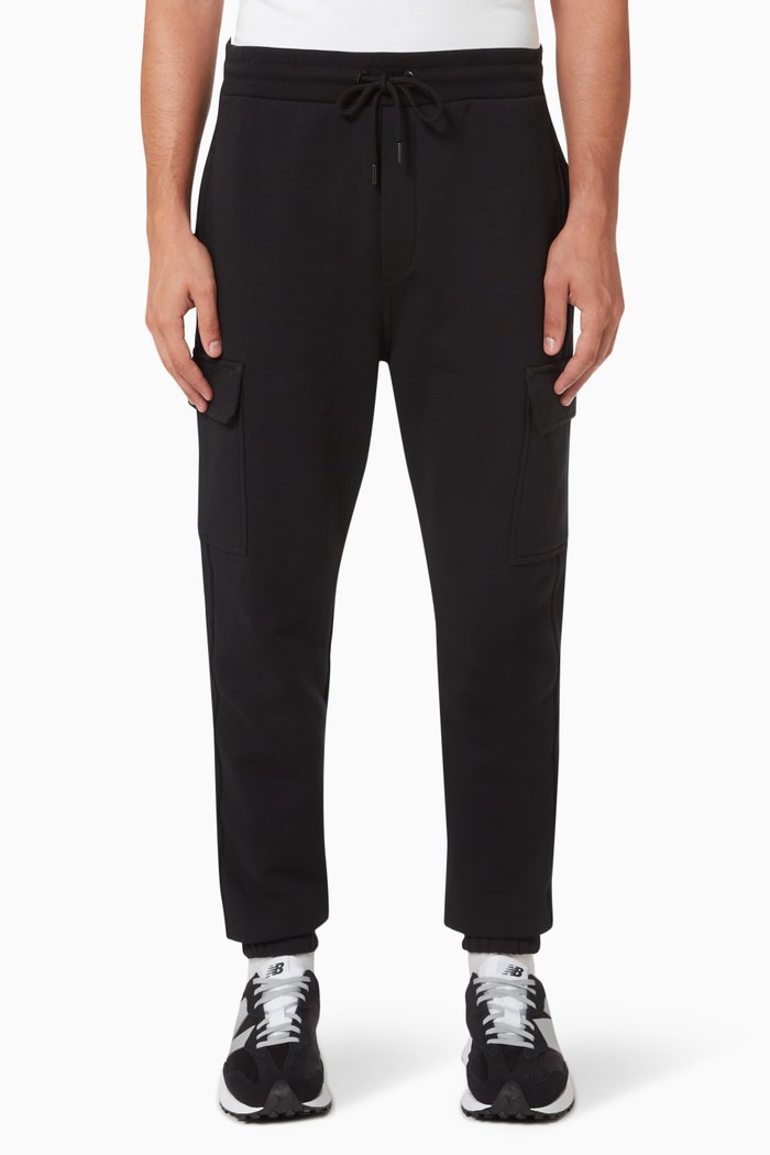 

Cargo Joggers in Cotton Fleece, Black