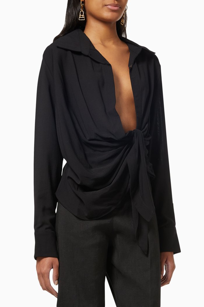 

La Chemise Bahia Shirt in Viscose Nylon Blend, Black
