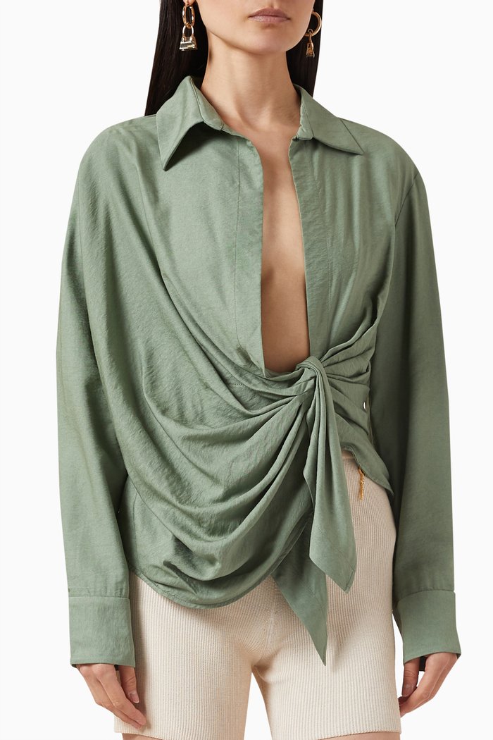 

La Chemise Bahia Shirt in Viscose Nylon Blend, Green