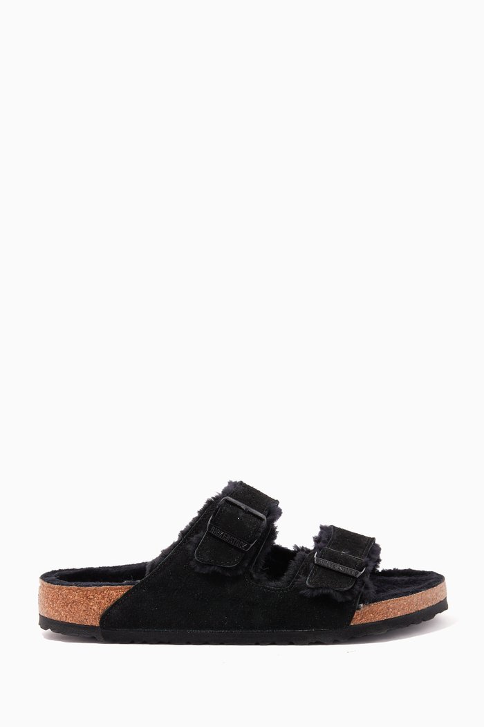 

Arizona Shearling Sandals in Suede Leather, Black