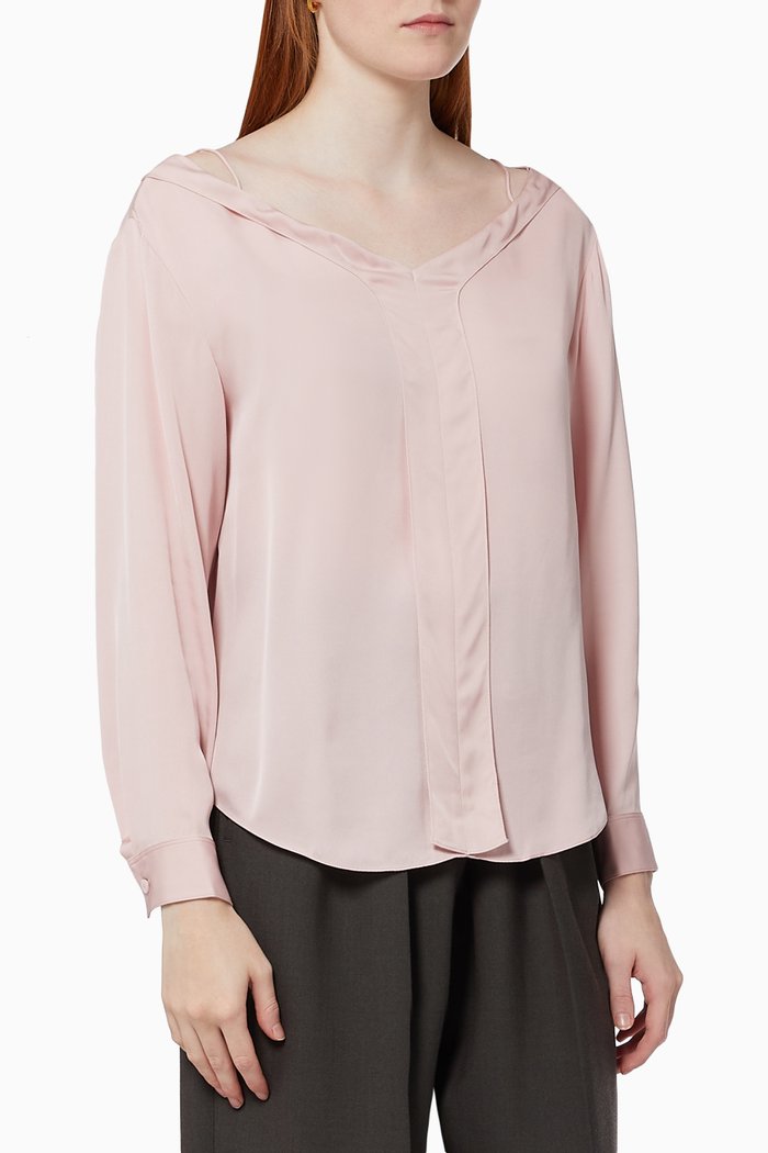 

Off-Shoulder Top in Crepe, Pink