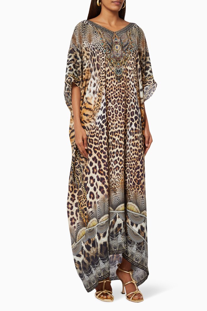 Call Of The Cathedral V-neck Kaftan in Silk, Multicolour