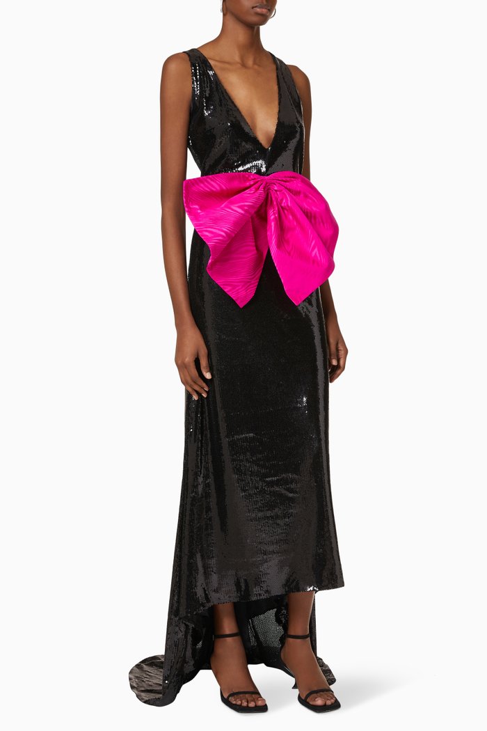 

Bow Dress in Sequin, Black