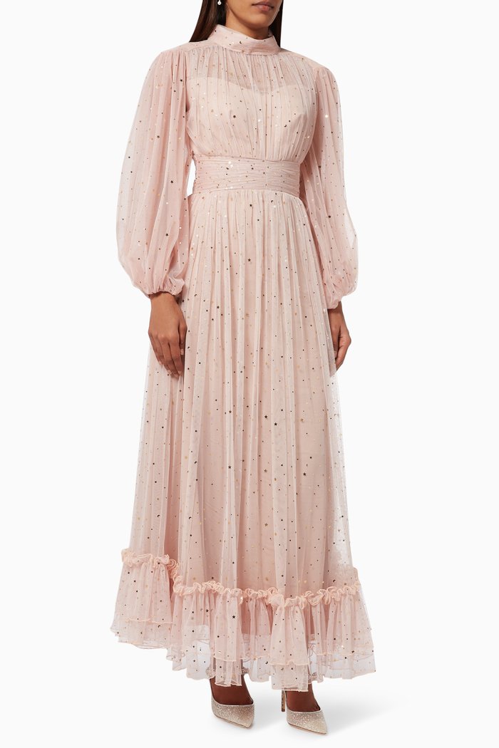 

Stars Maxi Dress in Tulle, Pink