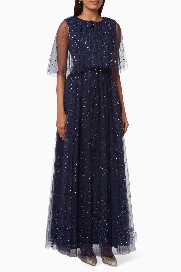 

Stars Cape Dress in Tulle, Blue