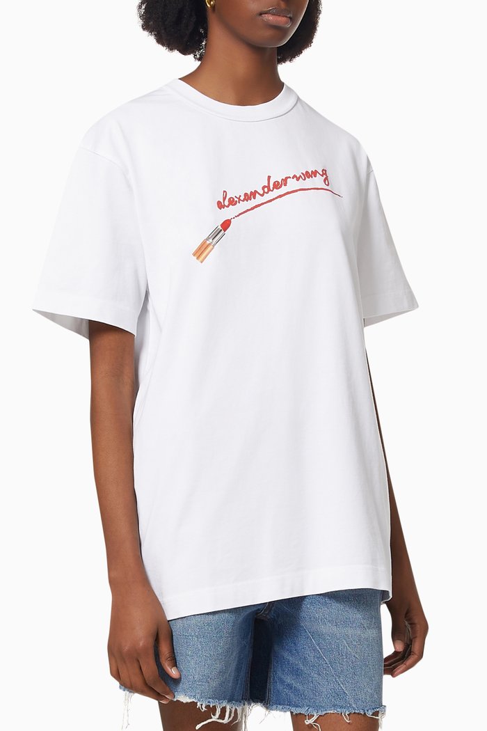 

Lipstick Graphic T-Shirt in Cotton Jersey, White