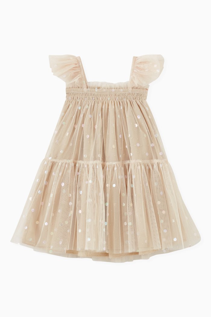 

Gathered Tiered Dress, Neutral