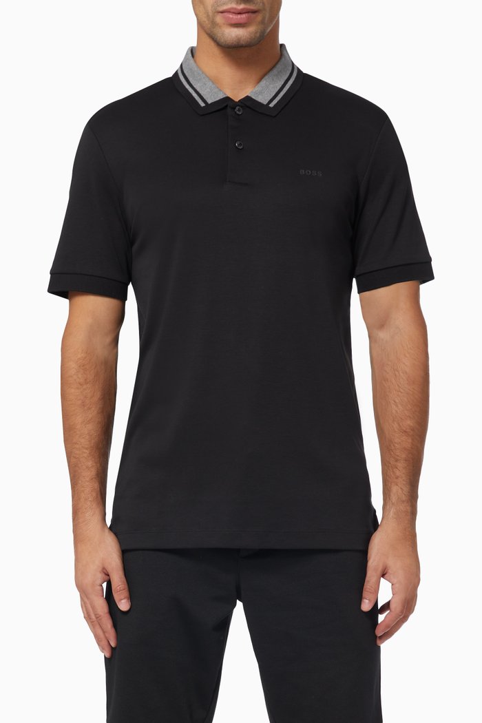 

Phillipson 95 Polo T-shirt in Pique Jersey, Black