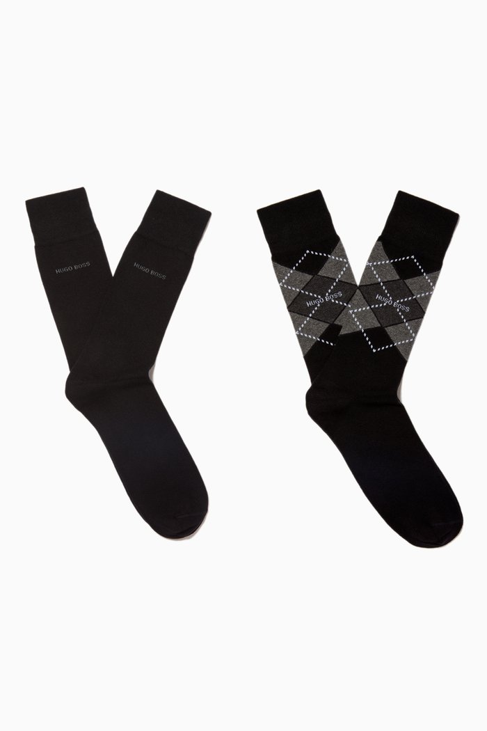 

Argyle Socks, Set of 2 in Cotton, Black