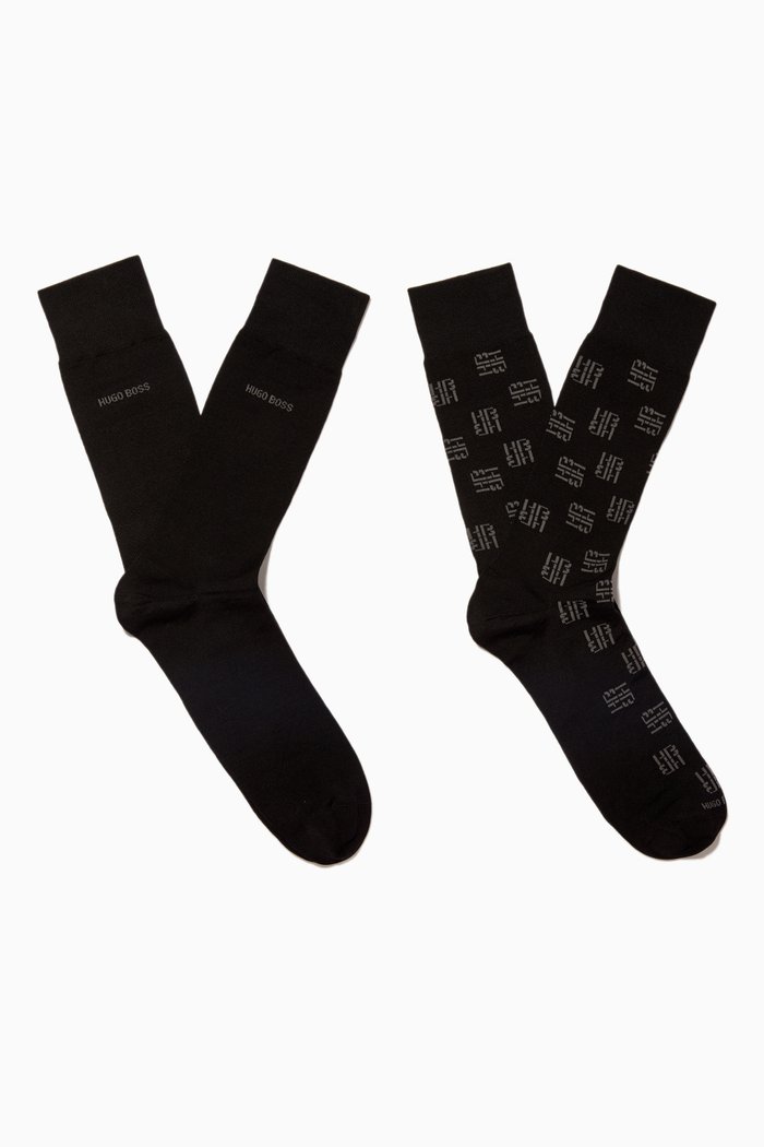 

Monogram Socks, Set of 2 in Cotton, Black