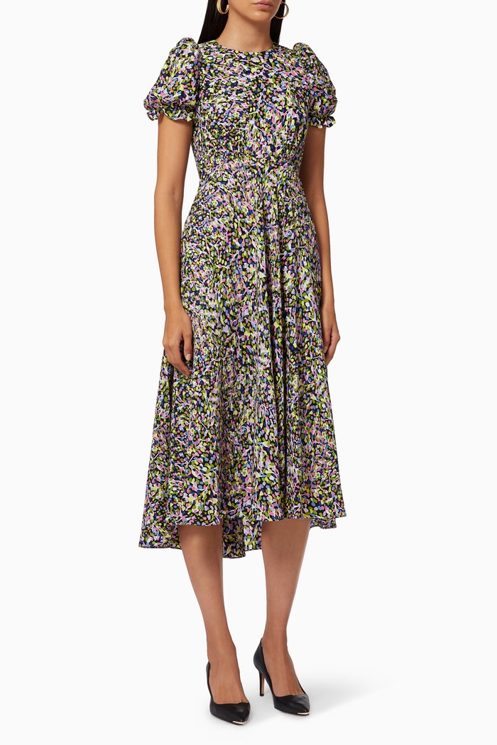 

Deyja Dress in Flecks Textured Fabric, Multicolour
