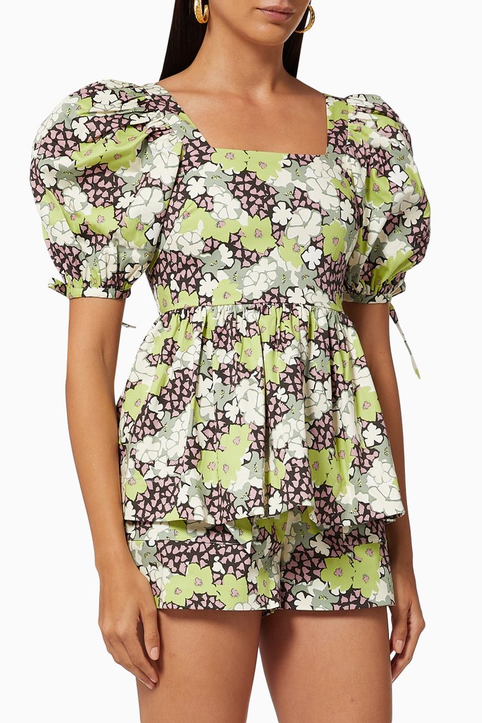 

Iidona Top in Stretch Cotton, Green