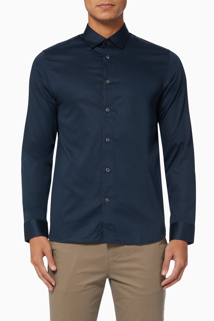 

Bobcut Shirt in Cotton Satin, Blue