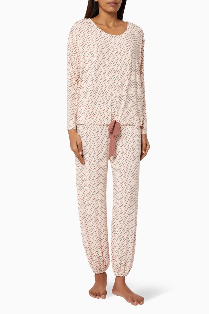 

Gisele Printed Slouchy PJ Set in Modal, Brown