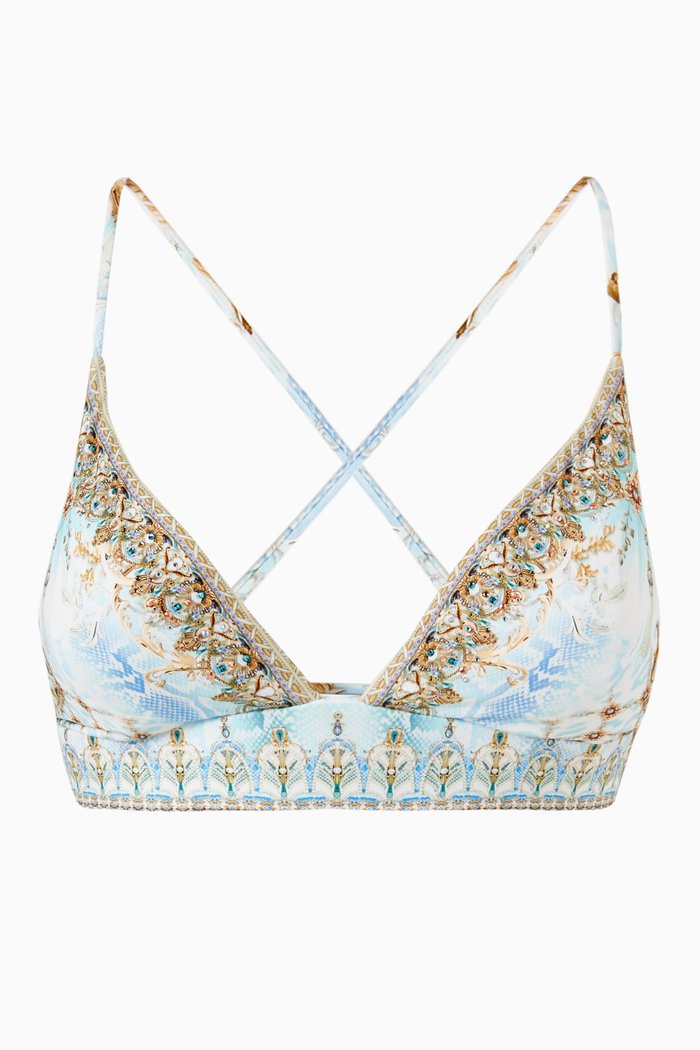 

Gatsbys Girl Lace-up Bikini Top in Econyl®, White