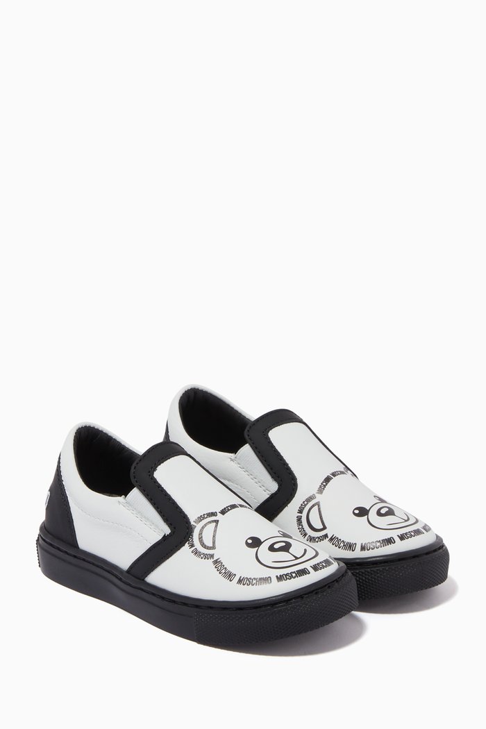 

Teddy Bear Sneakers in Leather, White