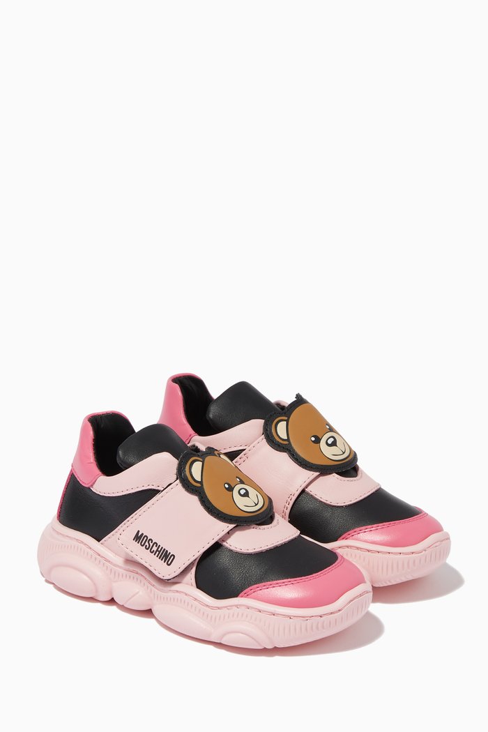 

Teddy Bear Sneakers in Leather, Pink
