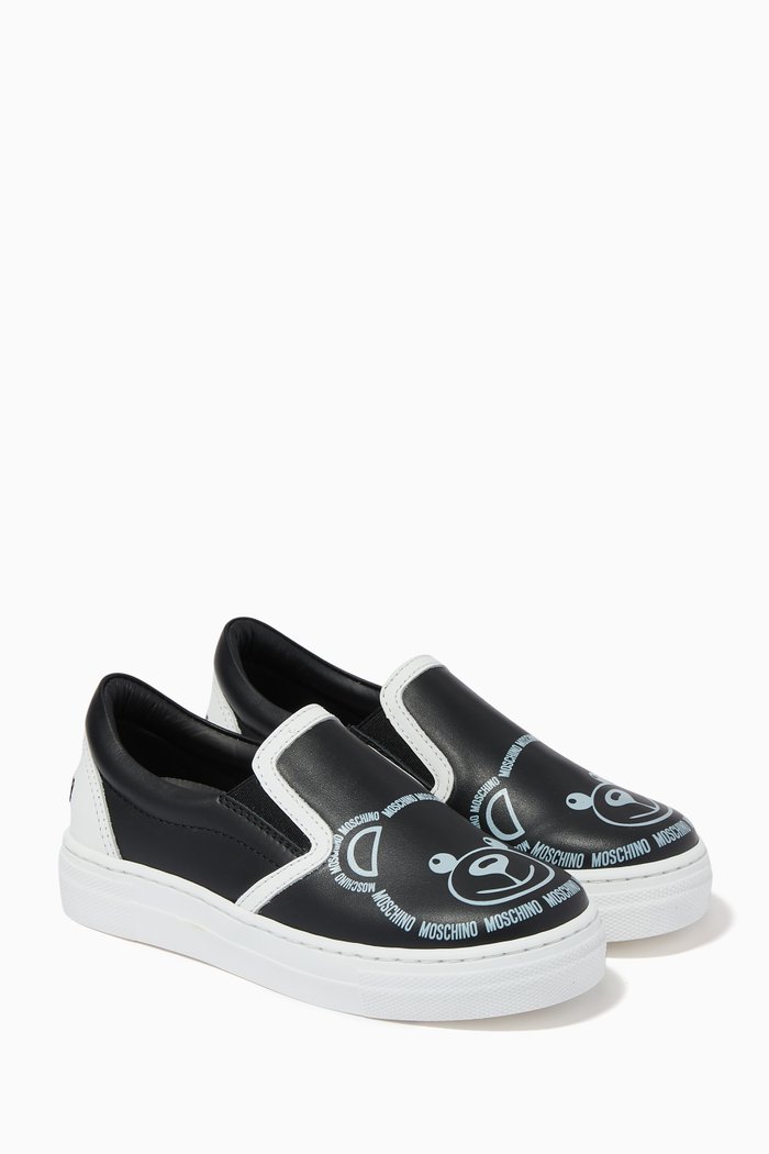 

Teddy Bear Sneakers in Leather, Black