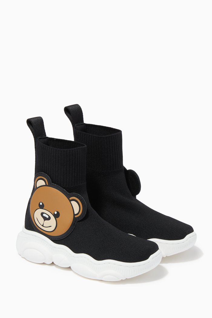 

Bear Sock Sneakers in Nylon, Black