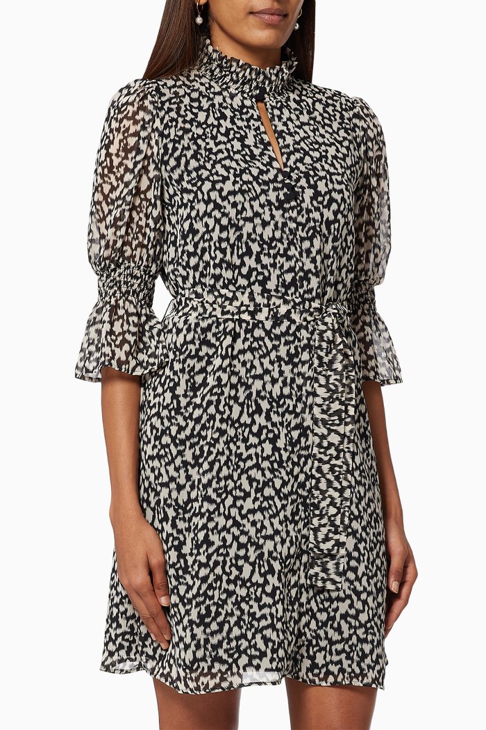 

Helier Frill Dress in Georgette, Neutral