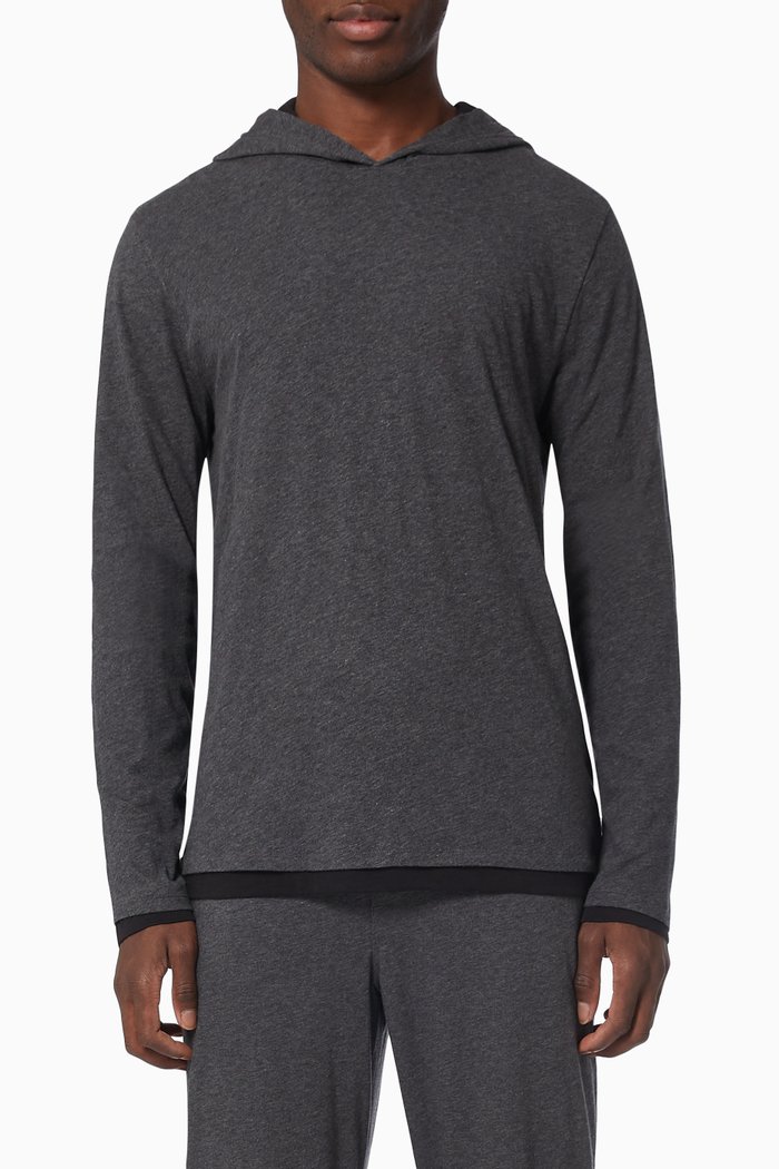 

Double Layer Hoodie in Pima Cotton, Grey