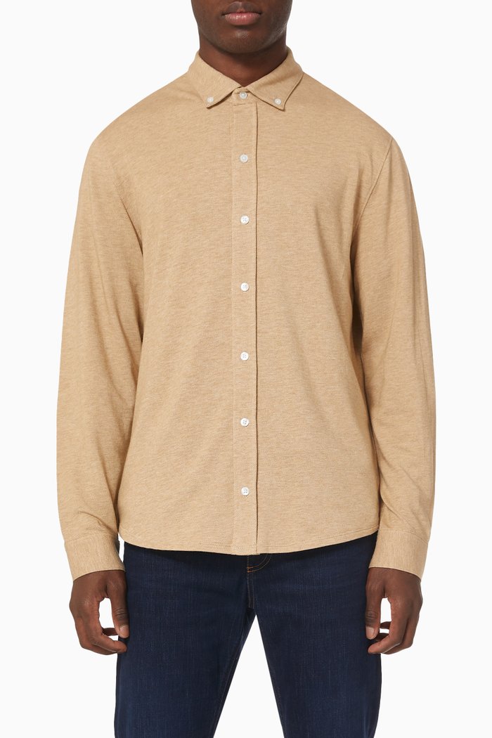 

Twill Button Down Shirt in Cotton Cashmere, Neutral