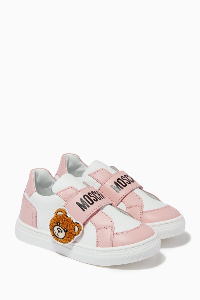 

Bear Logo Sneakers in Leather, Multicolour