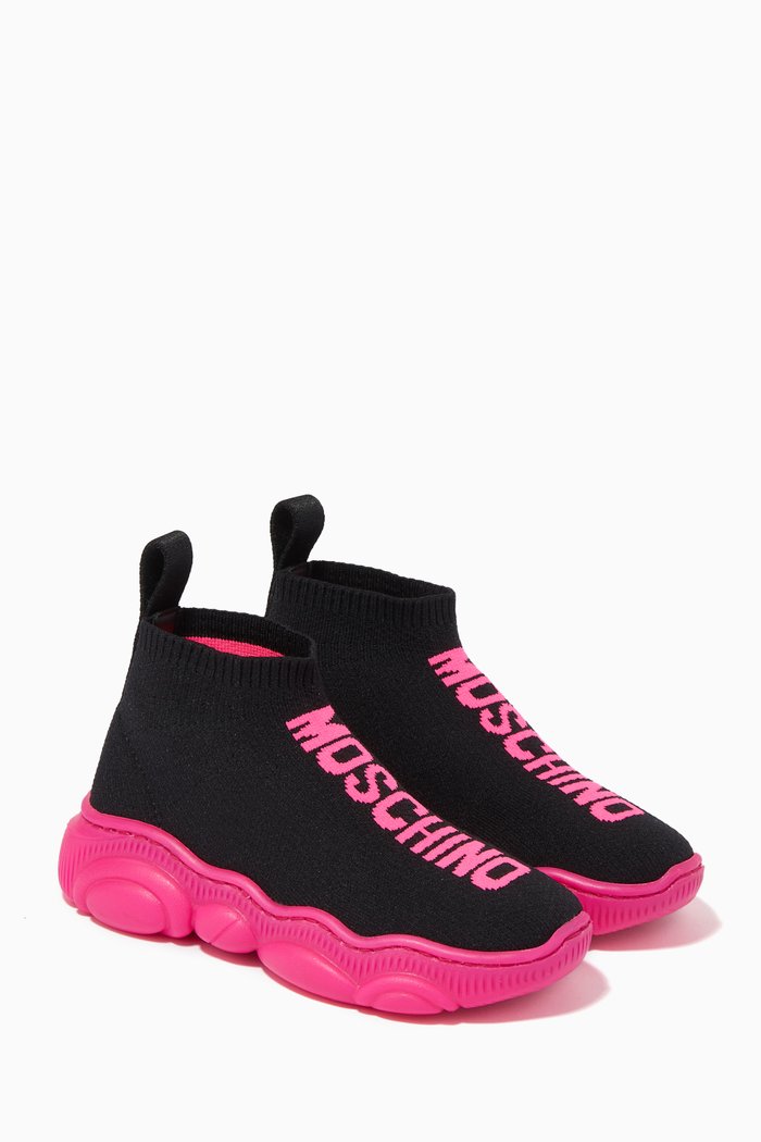 Logo Jacquard Sock Sneakers, Black