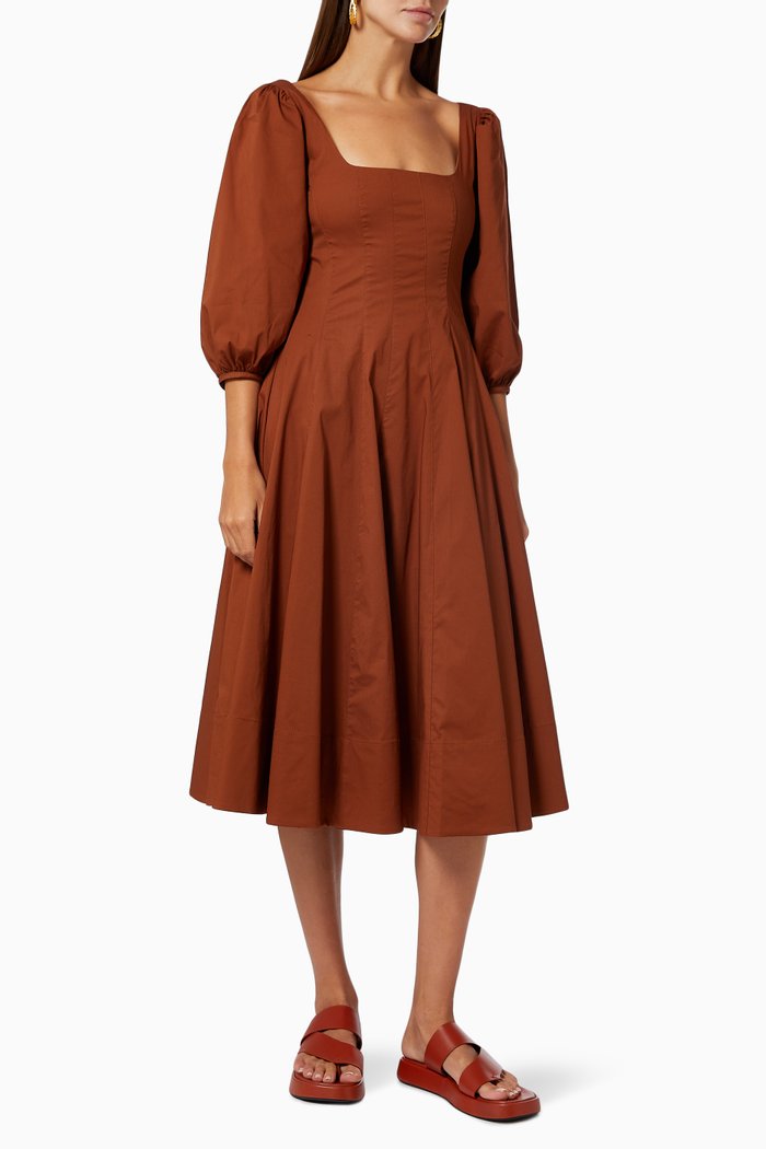

Swells Dress in Cotton Poplin, Brown