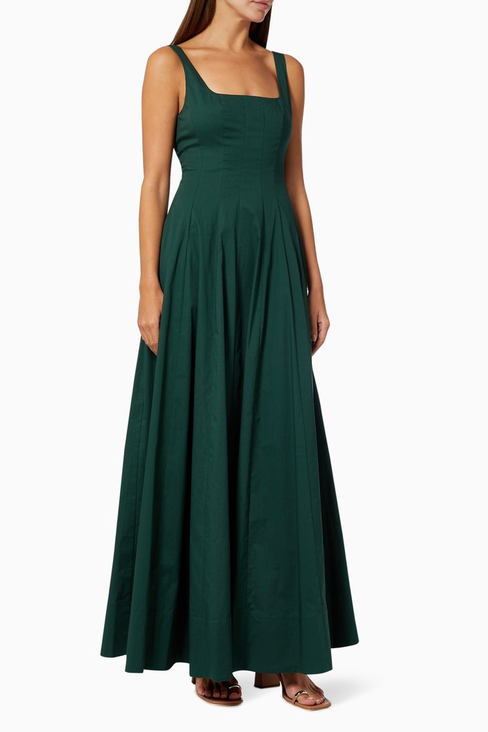 

Wells Maxi Dress in Cotton Poplin, Green