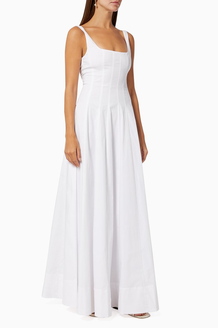 

Wells Maxi Dress in Cotton Poplin, White